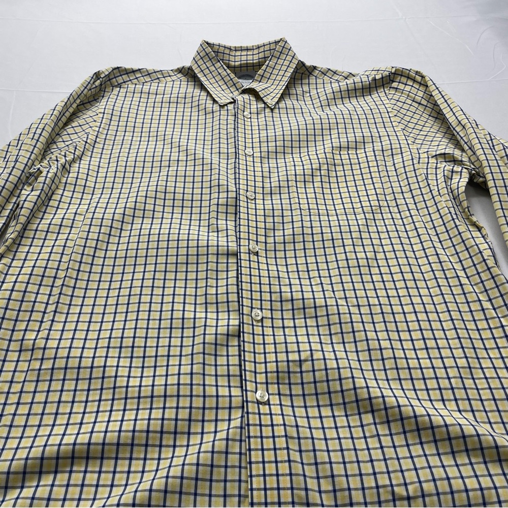 Brooks Brothers Regent Blue and Yellow Plaid Cotton Button up Shirt. Large